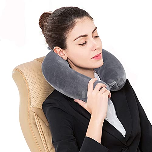 Travel Pillow - Memory Foam Neck Pillow Support Pillow,Luxury Compact & Lightweight Quick Pack For Camping,Sleeping Rest Cushion (Grey) #TOP3