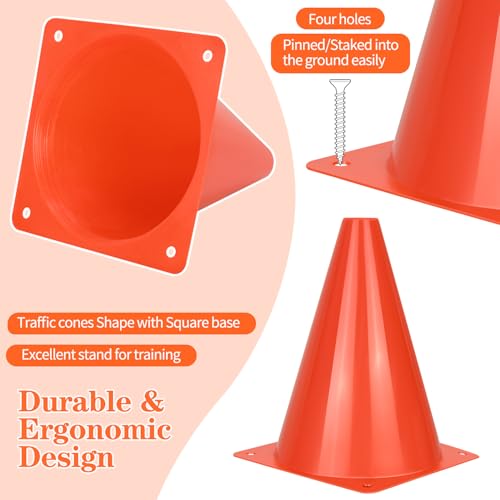 PXZBLG 50pcs Soccer Cones, 7 Inch Soccer Cones, Plastic Traffic Cones, Training Cones for Basketball Football Skating Drills Practice by PXZBLG - Image 4