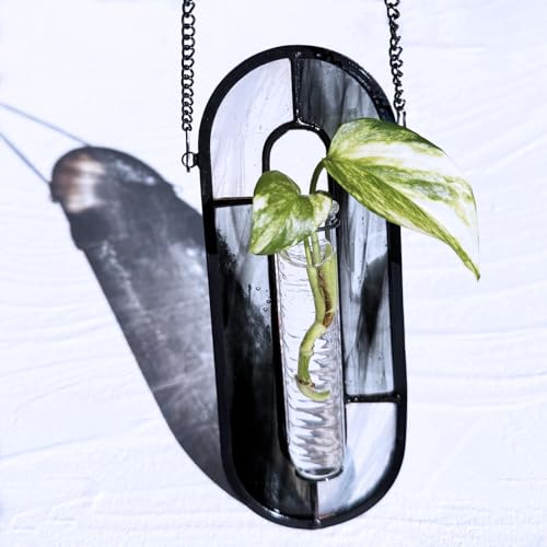 LITMIND Stained Glass Propagation Station - Handcrafted Translucent Suncatcher Planter with 2 Tubes, Hanging Hydroponic Décor for Windows & Garden by LITMIND - Used condition - US$17.83