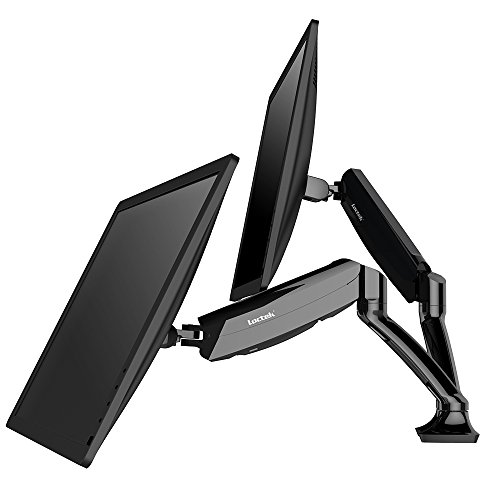 Loctek Monitor Arm Support Dual Monitor Mounts Stand, Full Motion Swivel Gas Spring for 10-27 inches LCD Computer VESA Monitor (Dual Arm Desk Mount)