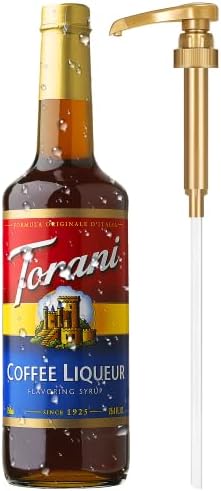 Torani Coffee Liqueur Flavoring Syrup with Little Squirt Syrup Pump, Glass Bottle 750ml 25.4 Ounces
