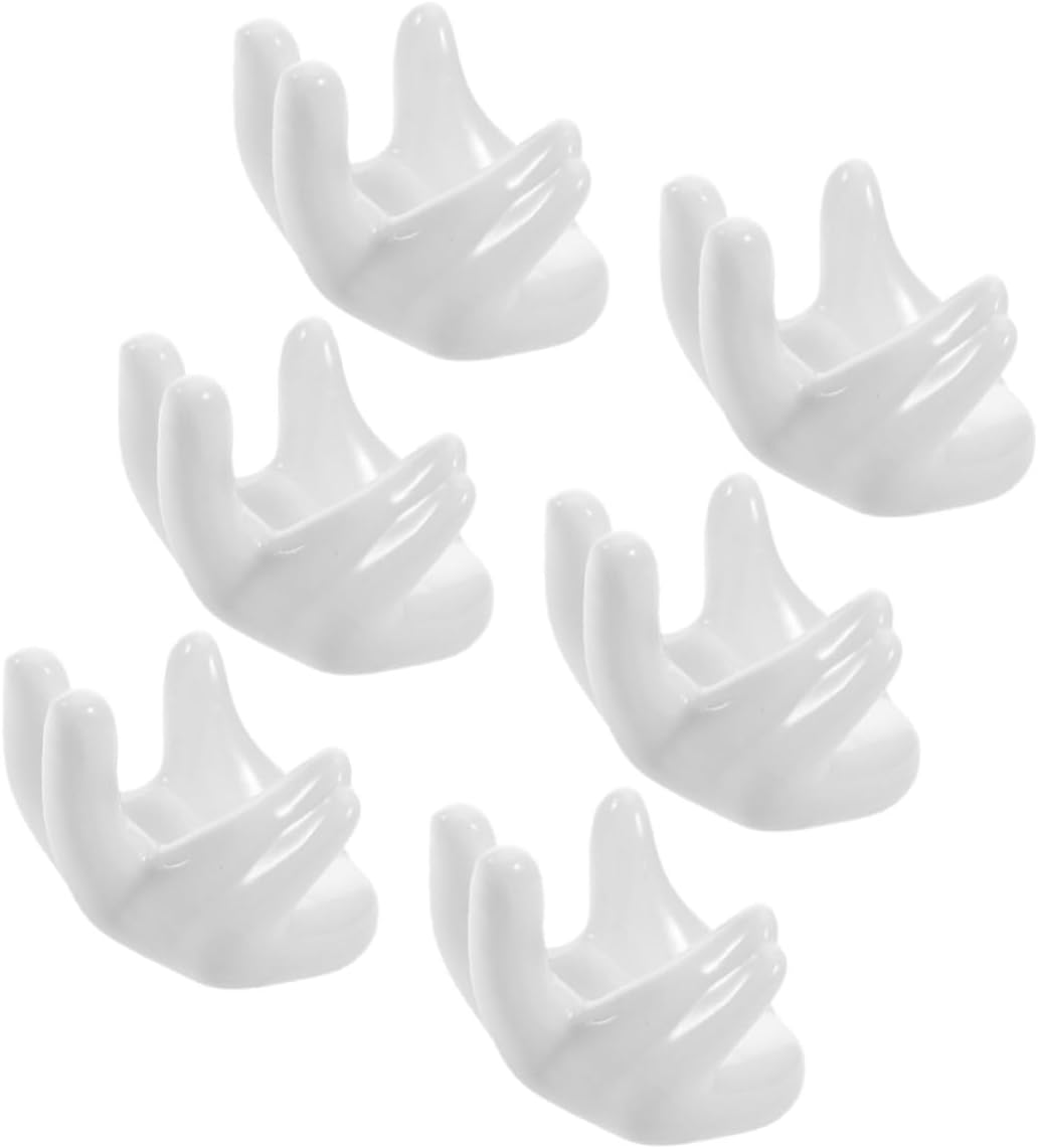 Kichvoe 6pcs Hand Shaped Ceramic Egg Cups Set Porcelain Egg Display Holder Versatile and Easy to Clean for Kitchen Decor and Holiday Celebrations