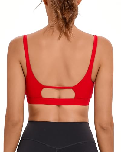 RUNNING GIRL Sports Bras for Women,Square Neck Sports Bra Strappy Sports Bras Medium Support with Removable Cups