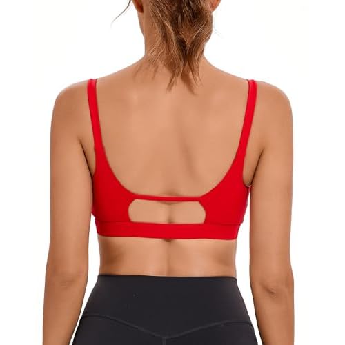 RUNNING GIRL Sports Bras for Women,Square Neck Sports Bra Medium Support Yoga Bra Workout Crop Top with Removable Cups 1-red Small