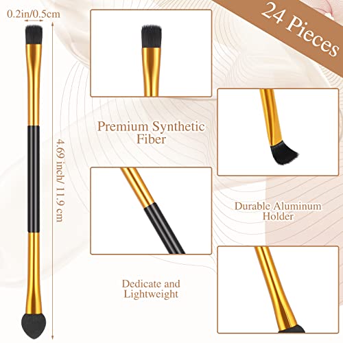 Tenare 24 Pcs Dual End Eyeshadow Smudge Brush 2 In 1 Eyeshadow Brush Sponge Blending Concealer Brush Soft Eyeshadow Applicators Double Sided Makeup Brushes Cosmetic Tool For Women Lady, Black #TOP3