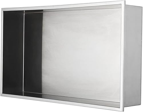 Miniatura 8 de Nicho de ducha de acero inoxidable de 24 x 12 pulgadas, no necesita azulejos, estantes dobles de nicho de pared, estante de ducha empotrado para
