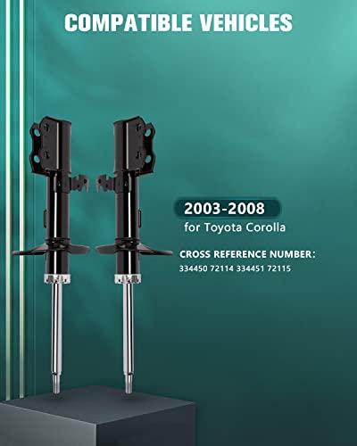 Shocks For Toyota,Automuto Front Shocks Absorbers Kit Fits 2003 2004 2005 2006 2007 2008 For Toyota Corolla 334450 72114 334451 72115 Auto Shocks Set Gas Struts(Set Of 2) #TOP2