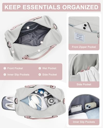 Image of Gym Bag Womens Mens with Shoes Compartment and Wet Pocket Travel Duffel Bag for Women for Plane Sport Gym Tote Bags Swimming Yoga Waterproof Weekend Overnight Carry on Bag Hospital Holdalls