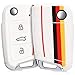 Produktbild kwmobile Autoschlüssel Hülle für VW Golf 7 MK7 - Silikon Schutzhülle Schlüsselhülle Cover für VW Golf 7 MK7 3-Tasten Autoschlüssel Deutschland Streifen Design Schwarz Gelb Weiß