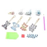 Hztyyier 5D DIY Diamant Peinture Dessin Animé Animaux Porte-clés / Collier Kits Autocollants Kits DIY Art Craft Kits pour Enfants