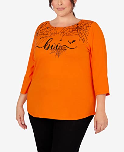 Ruby Rd. Womens Plus-Size Boo Top Orange Multi Size 1X #TOP7