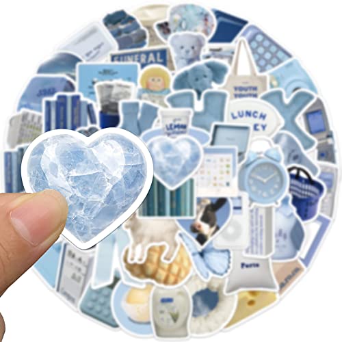 60Pcs Blue Aesthetic Stickers For Girls Laptops Cute Cartoon Ins Trendy Waterproof Vinyl Stickers For Teens Journal Water Bottle Scrapbook Travel Case Phone Graffiti Decals #TOP3