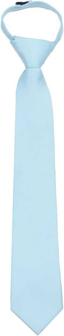 BUYYOURTIES Boys Solid Formal Tuxedo 14 inch Zipper Necktie