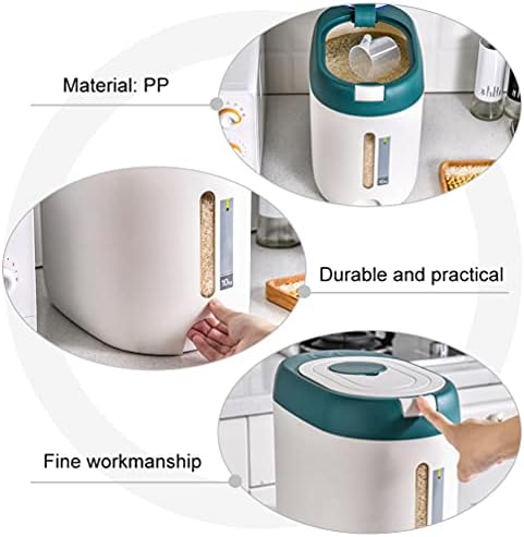 DOITOOL 10kg Rice Storage Container Thicken Plastic Bucket Pantry Airtight Dry Food Container Sealed Grain Bin for Kitchen Restaurant