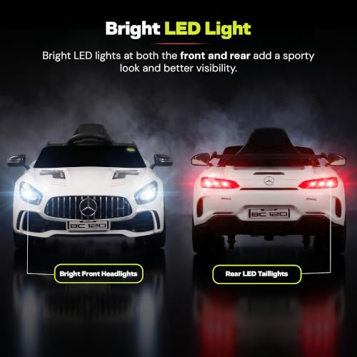Image of Baybee Spyder Battery Operated Car for Kids | Electric Ride On with Parental Control, LED Lights & Music | Rechargeable Kids Car with Bluetooth & USB | RideOn for Kid 1-5 Years (White)