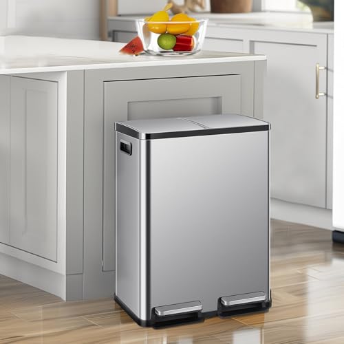 Caneca de basura rectangular Homee 60 L acero inoxidable miniatura 6