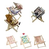 天然木製 インコ用止まり木チェア 鳥用おもちゃ・ハムスター両用 1/12 ミニチュア 折り畳み式ビーチチェア ドールハウス・スマホスタンドにも対応 (レモン柄lemon, 標準)