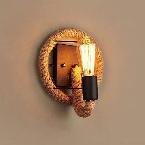 Lampes murales industrielles de ferme E27 et applique en corde de chanvre