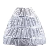 QYC Girl's Petticoat 3 Hoops Full Length Crinoline Petticoat Skirt,White, 2 Size 2-6 Years