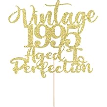Vintage 1995 Aged To Perfection Cake Topper 31th birthday happy birthday cake topper men and women cheer 31 years old handmade Golden flash cake decoration 1995
