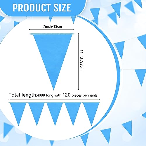 Image of Preboun 400 ft Solid Pennant Banner Flags 240 Pcs String Hanging DIY Triangle Bunting Bulk Garland for Grand Opening Carnival Birthday Party Decoration Outdoor(Blue)