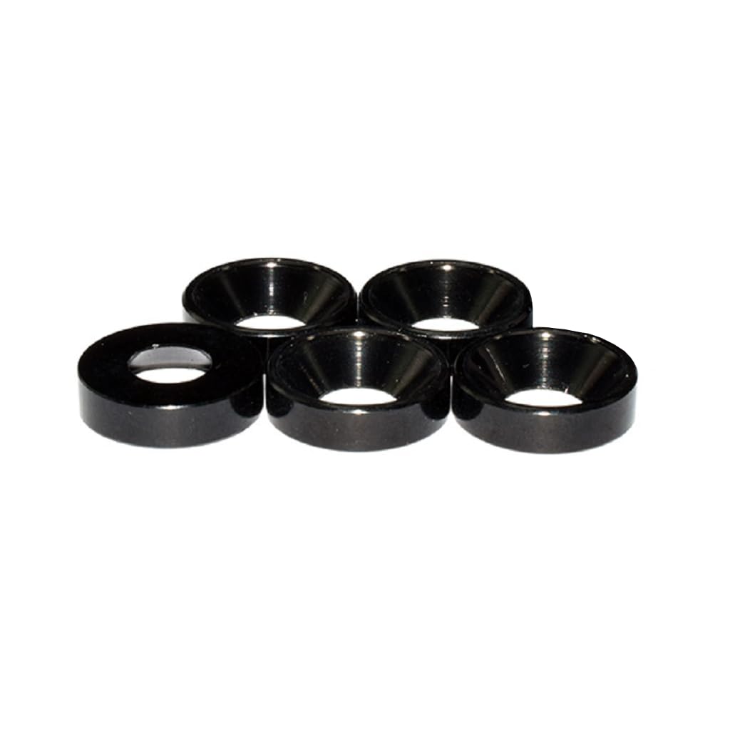 50pcs M2 Countersunk Washers Alloy Aluminum Screw Gaskets (Black)