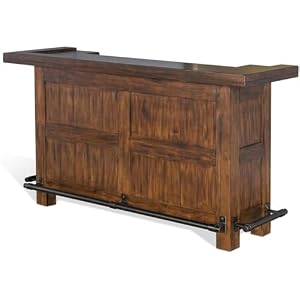 Sunny Designs Tuscany 78 Farmhouse Wood Bar Unit in Medium Brown