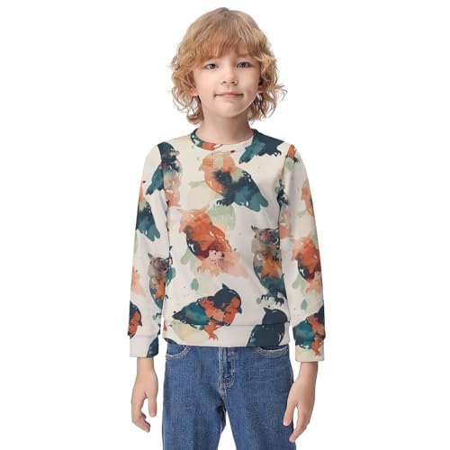 Owl PatternChildren's Casual Pullover Sweatshirt Loose Fit9-11Y