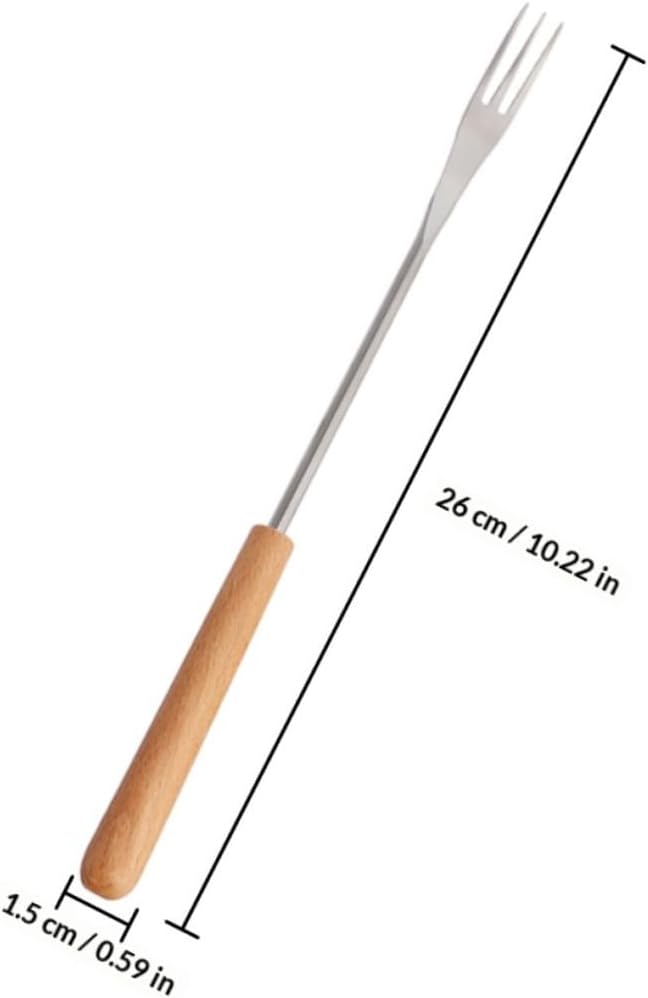 4pcs Stainless Steel Anti-scald Fondue Forks with Wood Handle, 3-tine Roasting Sticks for Cheese, Marshmallow, Barbecue, and Dessert Cooking at Home and Outdoor