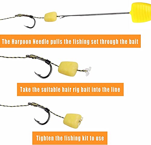 25pcs Carp Fishing Hair Rigs Boilie Rig Braided Thread Leader Line Barb Hooks with Bait Stoppers Hair Extender and Bait Needle Swinger Driller Tools Kit Carp Fishing Terminal Tackle by Leejooy - Image 4
