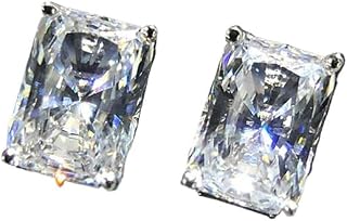 4-prong fyrkantiga örhängen för kvinnor – vitguldpläterade kubisk zirkoniumdesign, minimalistiskt klassiskt uttalande smyckesgåva till henne, födelsedag och jubileumsgåva till fru, bästa vän eller
