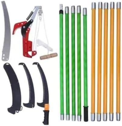 6.4-27 Ft Extendable Manual Tree Pruner & Pole Saw - Garden Tool for Branch Trimming, Height Adjustable Tree Trimming Saw, Ideal for Gardening (Red)