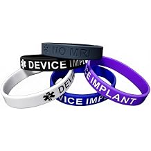 5 Pack Medical Alert No MRI Device Implant Silicone Wristbands for Men & Women, Health Awareness Medical ID Bracelets, Outdoor Active No MRI Device Implant Wristbands