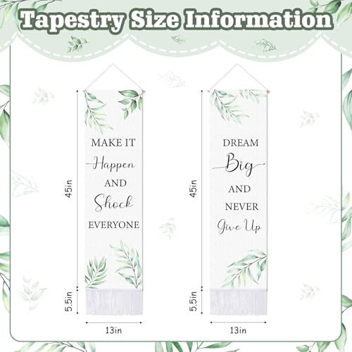 CORNER LANCE 2 Pack Inspirational Quotes Office Vertical Tapestry, Greenery Wall Decorative Tapestries Hanging Art with Tassels for Study Room Bedroom, Home Decor Housewarming Gift(45.7x13 Inch) - Thumbnail 6