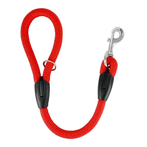 Perro Correa de Nylon Grueso, antitirones, Hecha a Mano en España, para Perros medianos y Grandes. 60cm. Roja.