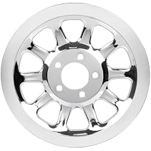 66 Tooth Outer Rear Drive Belt Pulley Cover Insert for Harley Softail Fat Boy Heritage Softail FXST FLT FLST 2007-2017,Chrome