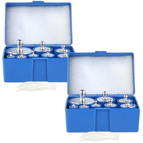 TAICHEUT 16PCS 2000g Calibration Weight, M2 High Precision Scale Calibration Weight Kit Set 10g, 20g, 50g, 100g, 200g, 500g, Chrome Finish Calibration Weight with Storage Case and Tweezers Cover