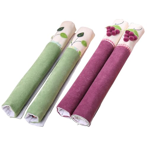 MUSISALY Fundas Decorativas para Manijas de Frigorífico y Congelador 2 Juegos de Cubiertas de Tela Gruesa para Puertas Dobles Colores Púrpura y Verde Compatibles Electrodomésticos de