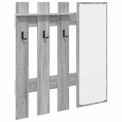 VidaXL Perchero de pared con espejo Gris
