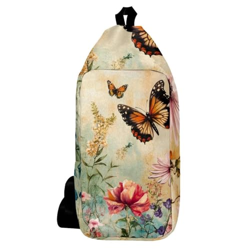 Sac à bandoulière vintage fleuri petit sac de randonnée et voyage