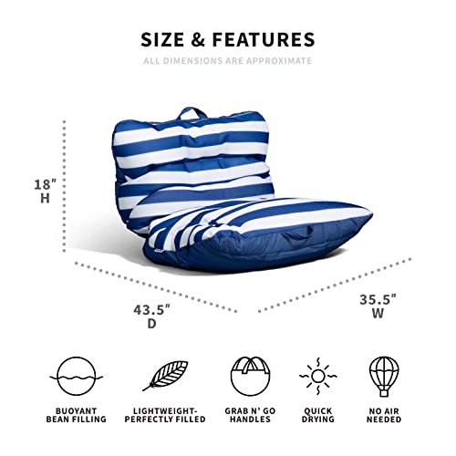 Big Joe Roma Float No Inflation Needed Pool Float With Drink Holder, Americana Nautical Stripe Double Sided Mesh, Quick Draining Fabric, 3 Feet #TOP1