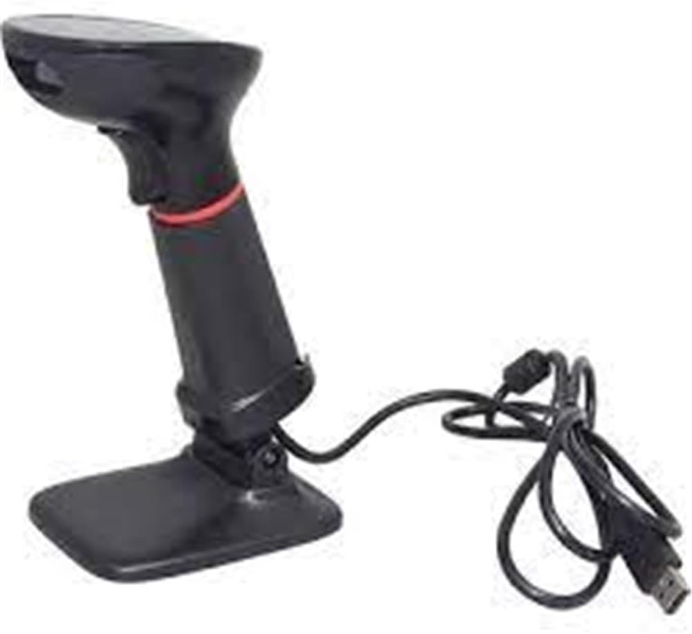 SUNLUX XL3610 barcode reader connected to its stand with a USB cable