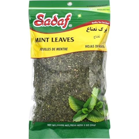 Sadaf Mint Leaves Cut - Dried mint leaves cut and sifted - Kosher and Halal - No stems (2 Oz) Cover