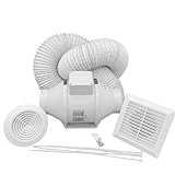AirTech-UK - Inline Bathroom Extractor Fan Kit Run on Timer - 4 inches 100mm Duct Opening - High Power – Silent Extractor Fan For Bathroom – 2 Speed - Loft Ceiling Mounted - FlowMax Elite