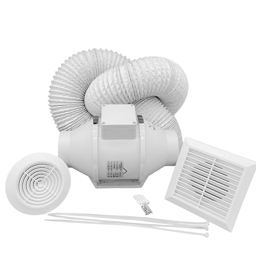 AirTech-UK - Inline Bathroom Extractor Fan Kit Run on Timer - 4 inches 100mm Duct Opening - High Power – Silent Extractor Fan For Bathroom – 2 Speed - Loft Ceiling Mounted - FlowMax Elite