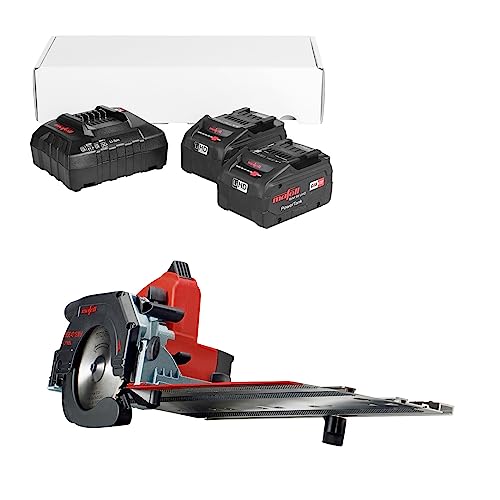 MAFELL Akku-Kappschienensäge KSS 40 18M bl PURE (18 Volt CAS kompatibles Akku-System, bis zu 40 mm Schnitttiefe, Ideal für Tauch- und Kappschnitte, inkl. 2x 5,5 Ah Akku und Ladegerät)