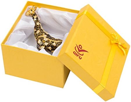 QIFU Vintage Style Hand Painted Giraffe Shape Jewelry Trinket Box With Rich Enamel And Sparkling Rhinestones | Unique Gift Home Decor | Best Ornament Your Collection