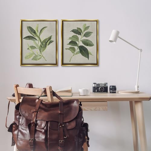 'Green Tea & Coffee Plant Leaves'| 2pc Floating Frame Art Set 2 by Stupell Industries - Used condition - Image 2