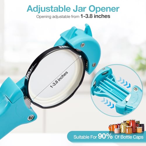 Banyaa 7-in-1 Jar Opener for Seniors – Magnetic adjustable Jar Opener & Bottle Opener for Arthritis, Weak Hands, Easy-Grip Kitchen Lid Opener Gadgets (Teal) by Banyaa - Image 3