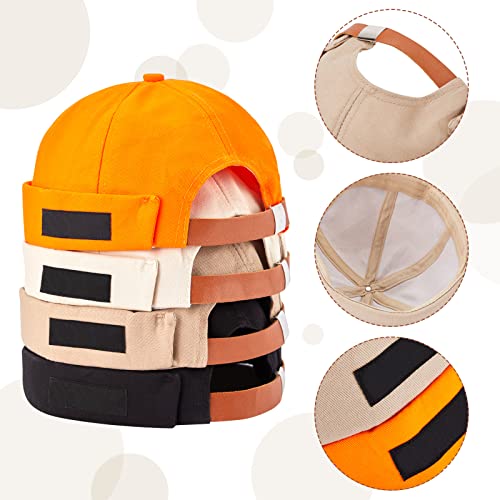 4 Pieces Brimless Hat Retro Skullcap Rolled Cuff Summer Beanie Docker Cap Watch Cap Bald Cap Visor-Less Sailor Hat Fishing Hats With Adjustable Design For Women Men #TOP2